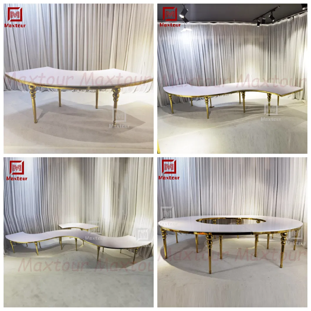 Big Round Half Moon Shape Gold Stainless Steel Wedding Event Dining Tables