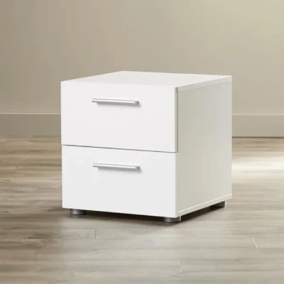 High Gloss Small Side Table Nightstand with 2 Storages