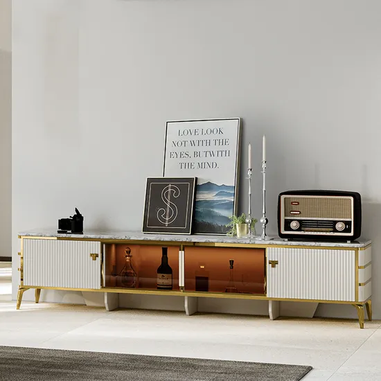 Cheap Modern White Wooden TV Stand and Coffee Table Set Home Furniture Living Room Square Nordic Luxury Wood Center Table 
