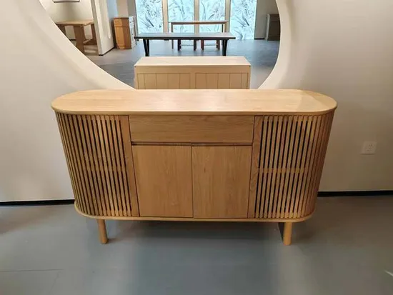 Zerun Morden Solid Wood Sideboard with a Drawer and 4 Doors, Large Storage Space 