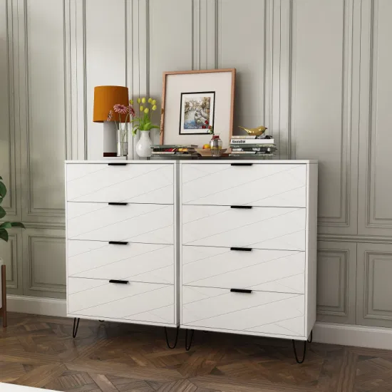 White Dresser 4 Drawer Chest/Nightstand for Home Bedroom