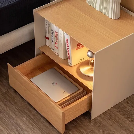 Cream Style Panel Nightstands, Simple and Modern, Light Luxury Bedroom, Cabinet Edge 