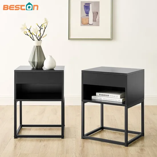 Black Bed Side Tables Folding Iron Nightstand Custom Night Stand 