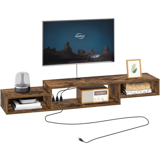 Hoobro Floating TV Stand Shelf Console Table with Storage for Living Room 