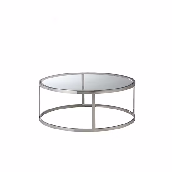 Stainless Steel Glass Tables TV Stands Living Room Furniture Modern Coffee Round Table Hot
